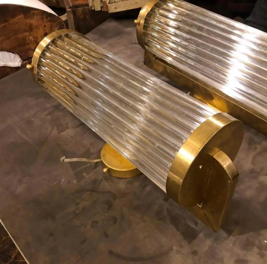 20th Century Two 1980s Gaetano Sciolari Style Mid-Century Modern Italian Theater Wall Sconces For Sale