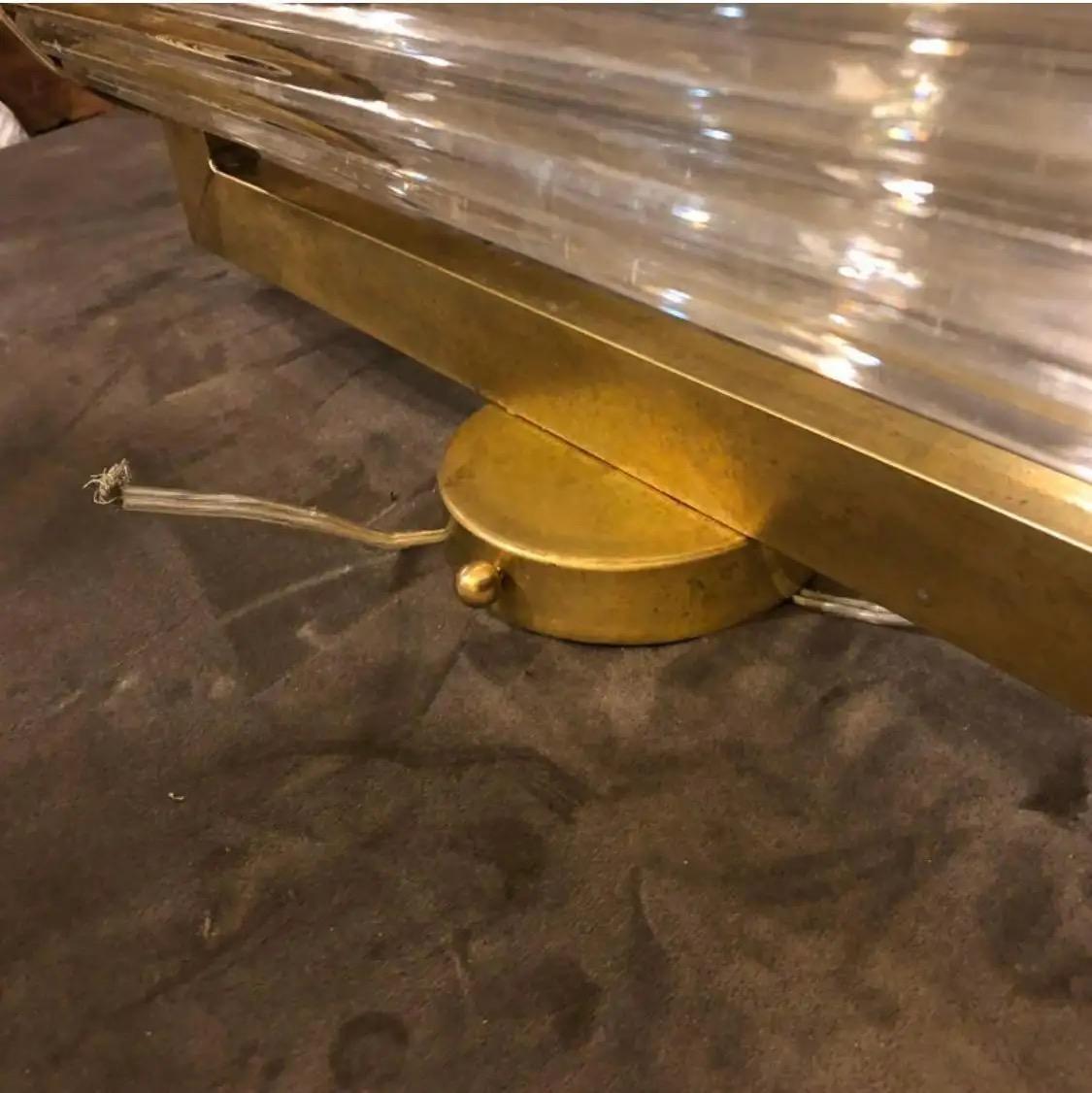 Brass Two 1980s Gaetano Sciolari Style Mid-Century Modern Italian Theater Wall Sconces For Sale