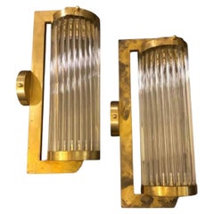 Two 1980s Gaetano Sciolari Style Mid-Century Modern Italian Theater Wall Sconces