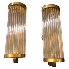 Two 1980s Gaetano Sciolari Style Mid-Century Modern Italian Wall Sconces