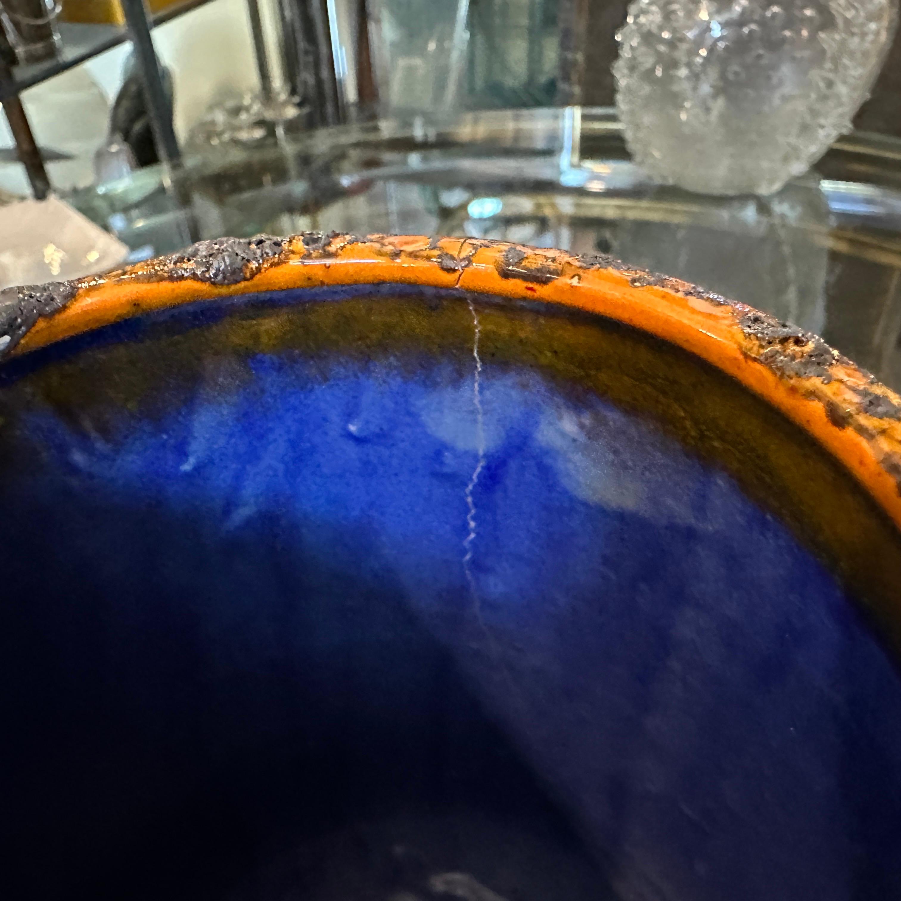 Due vasi tedeschi modernisti in ceramica lavica arancione e nera degli anni '80 in vendita 3
