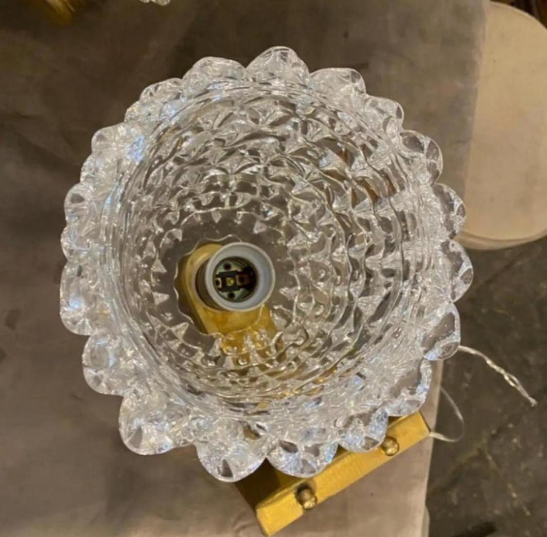 Zwei moderne Wandleuchter aus Messing und Rostrato-Glas im Barovier-Stil aus der Mitte des Jahrhunderts, 1990 (Italienisch) im Angebot