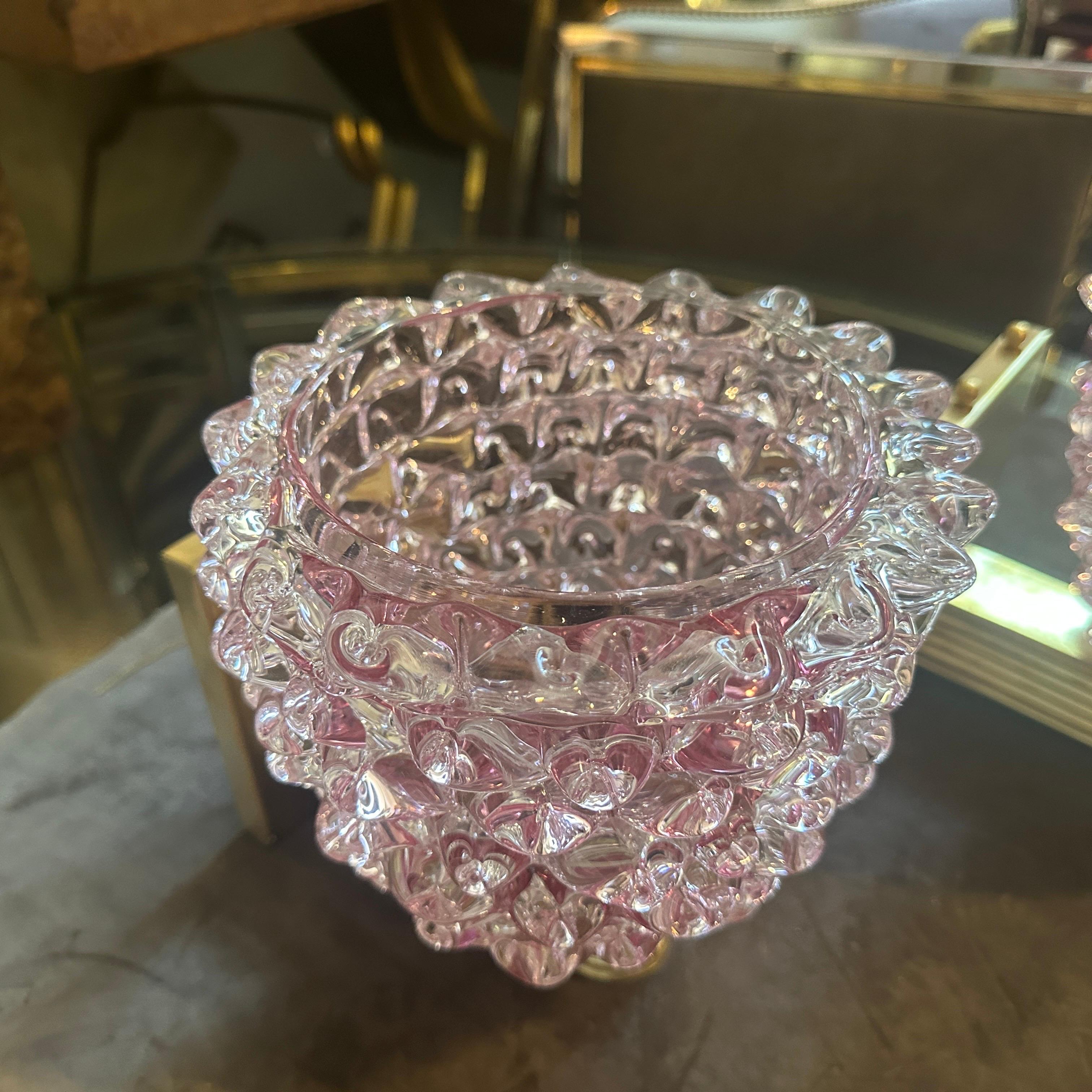 Dos Apliques de Cristal de Murano Rostrato Rosa Estilo Barovier Art Decó de los años 90 en Excelente estado para la venta en Aci Castello, IT