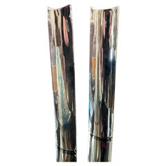 Two 1990s Lino Sabattini Style Minimalist Silver Plated Candlesticks by Sia