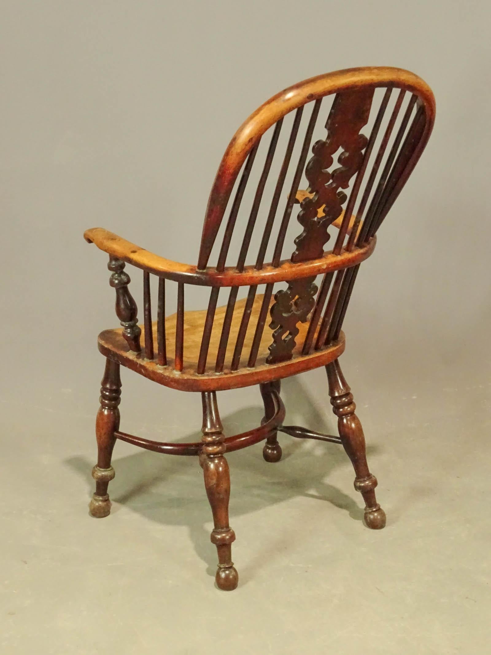 Two 19th Century English Windsor Dining Armchairs, Sold Singly In Good Condition For Sale In Sheffield, MA