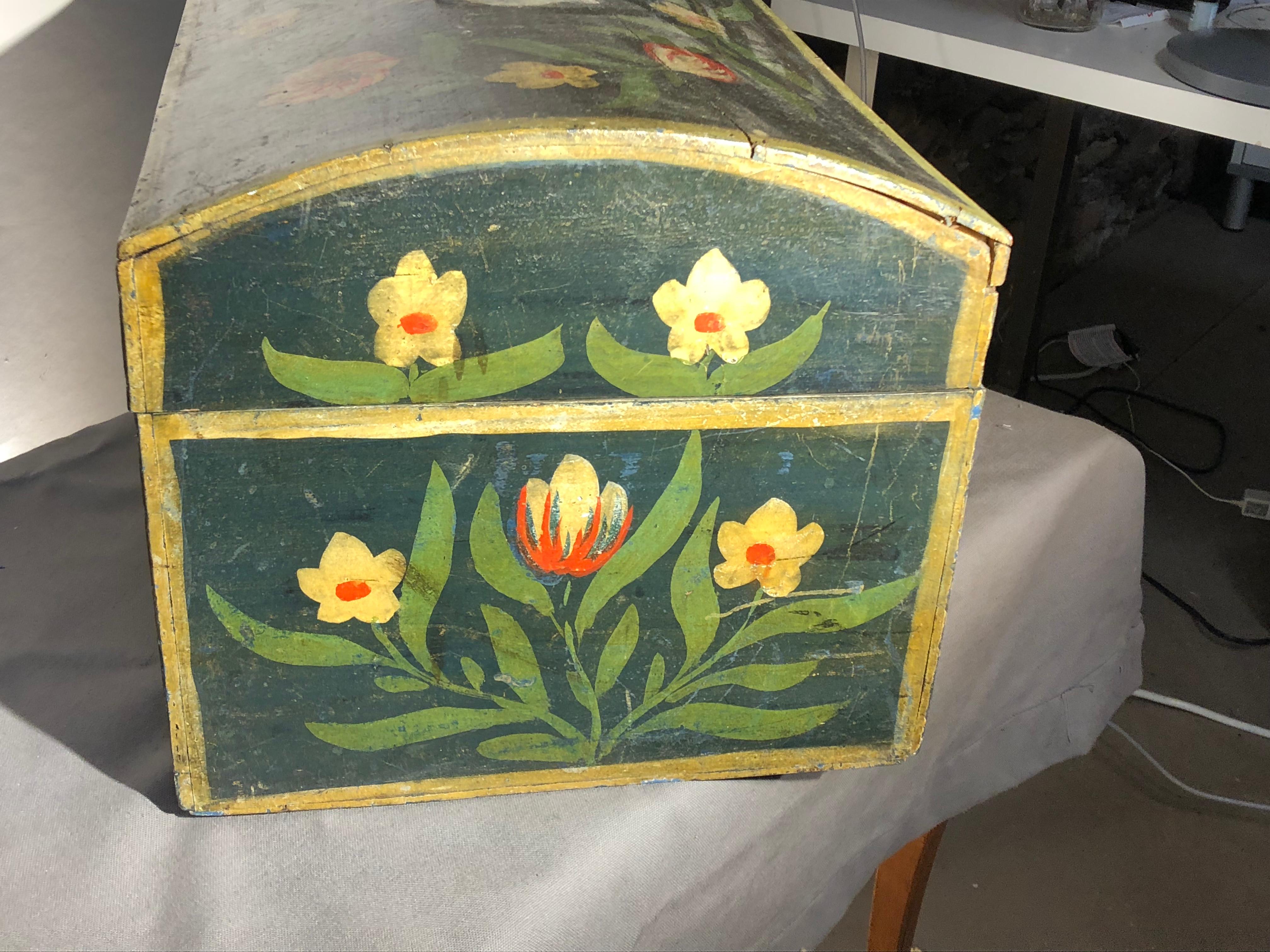 Two 19th Century French Painted Wedding Boxes 12