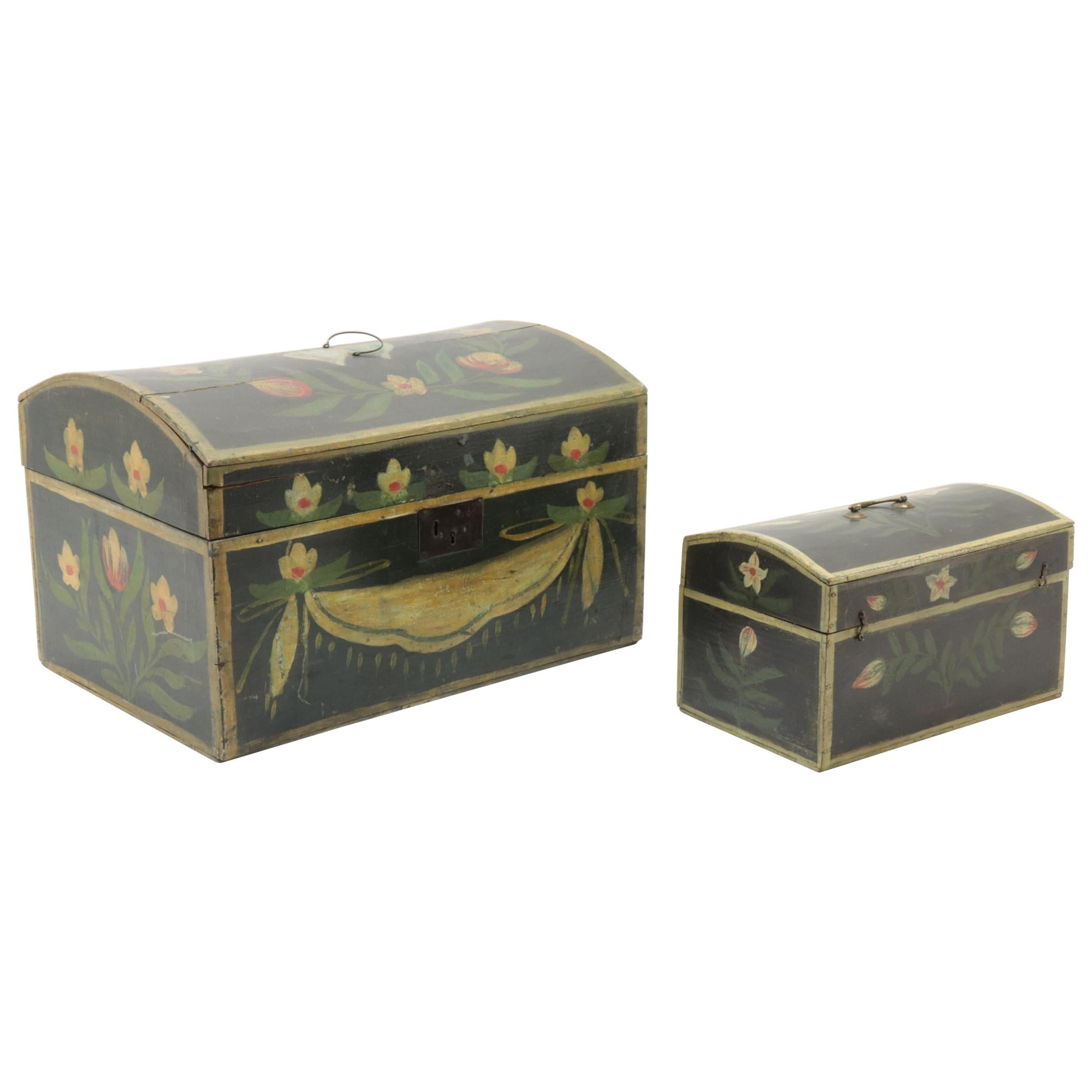 Two 19th Century French Painted Wedding Boxes