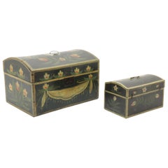 Antique Two 19th Century French Painted Wedding Boxes