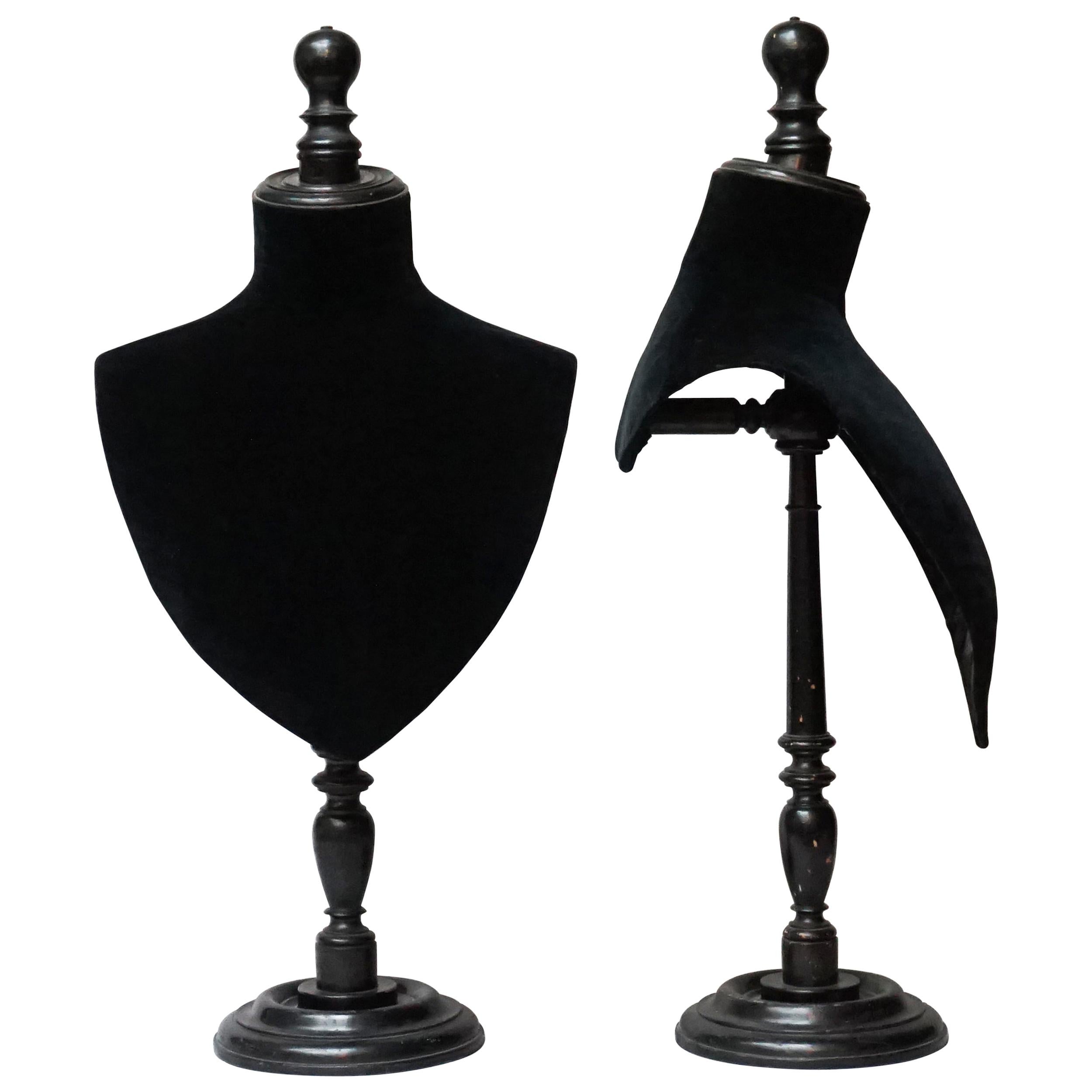 Two 19th C Victorian Jewelry Display Bust Mannequins Blackened Wood and  Velvet at 1stDibs | victorian mannequin jewelry holder