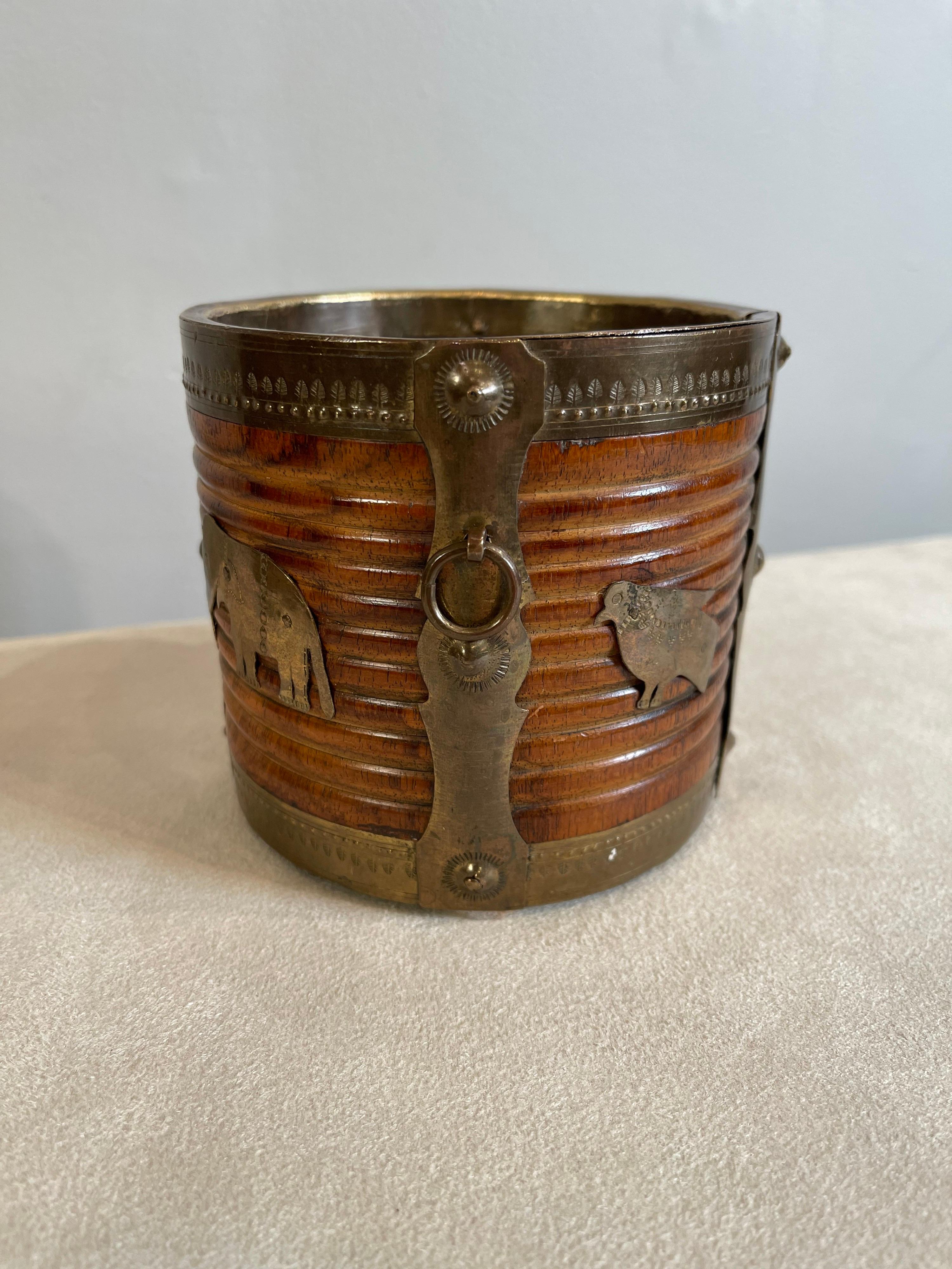 Two 19th Century Anglo Indian Brass Bound Turned Wood Peat Buckets For Sale 2