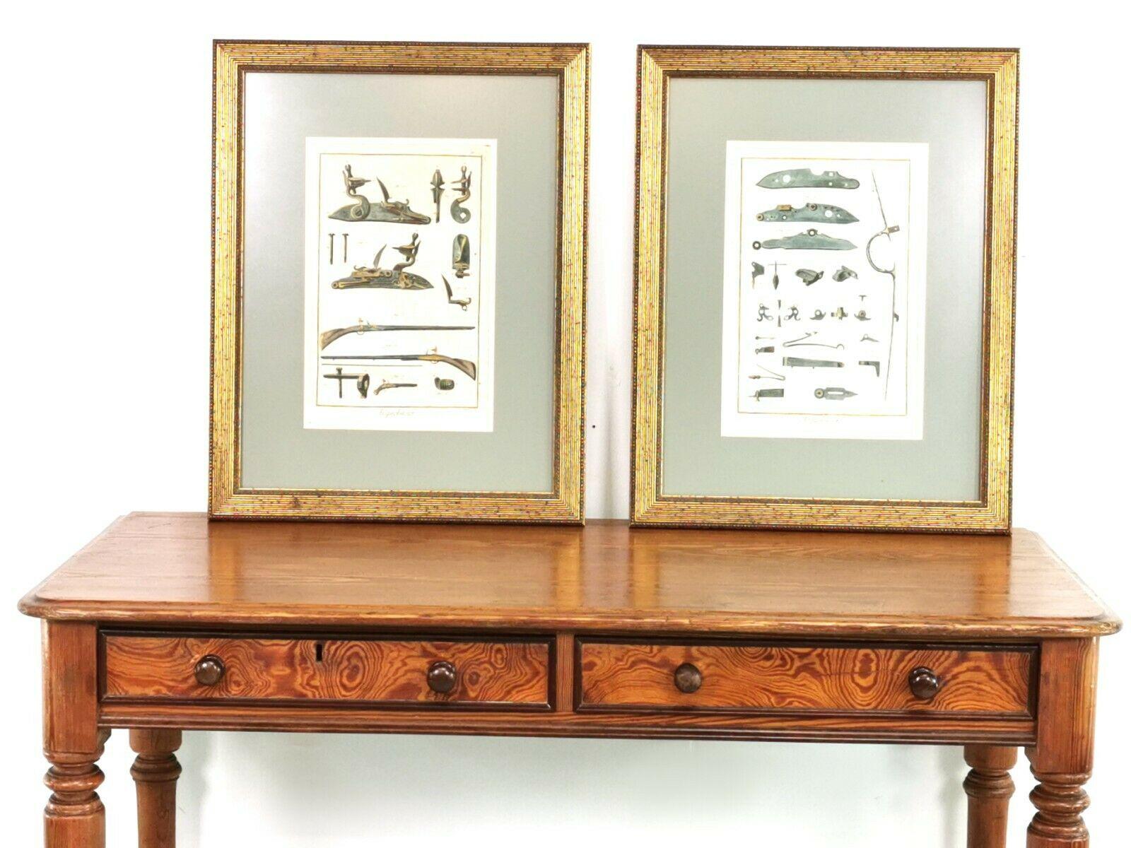 Two 19th Century Antique 'Arquebusier' Gun Rifle Decorative Lithographs In Good Condition In STOKE ON TRENT, GB