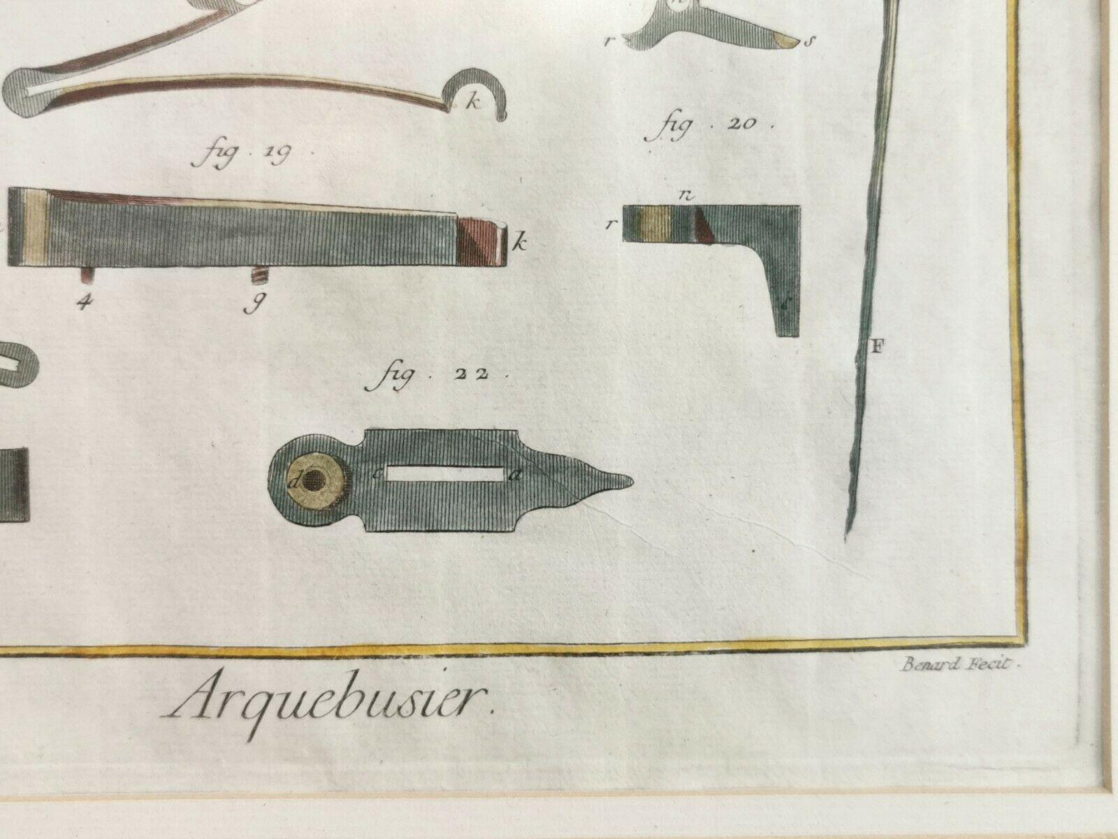 Two 19th Century Antique 'Arquebusier' Gun Rifle Decorative Lithographs 2