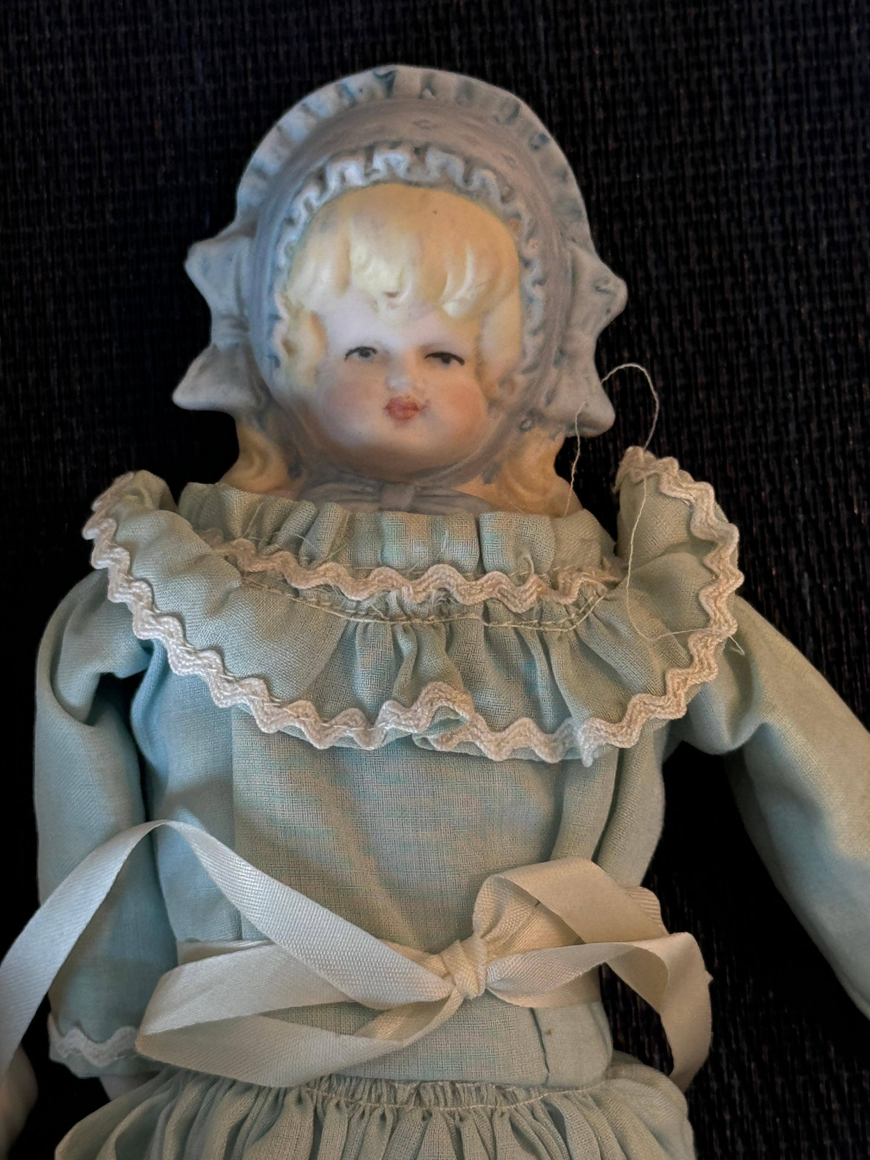 Two 19th Century Bisque + Porcelain Dolls In Good Condition For Sale In San Francisco, CA