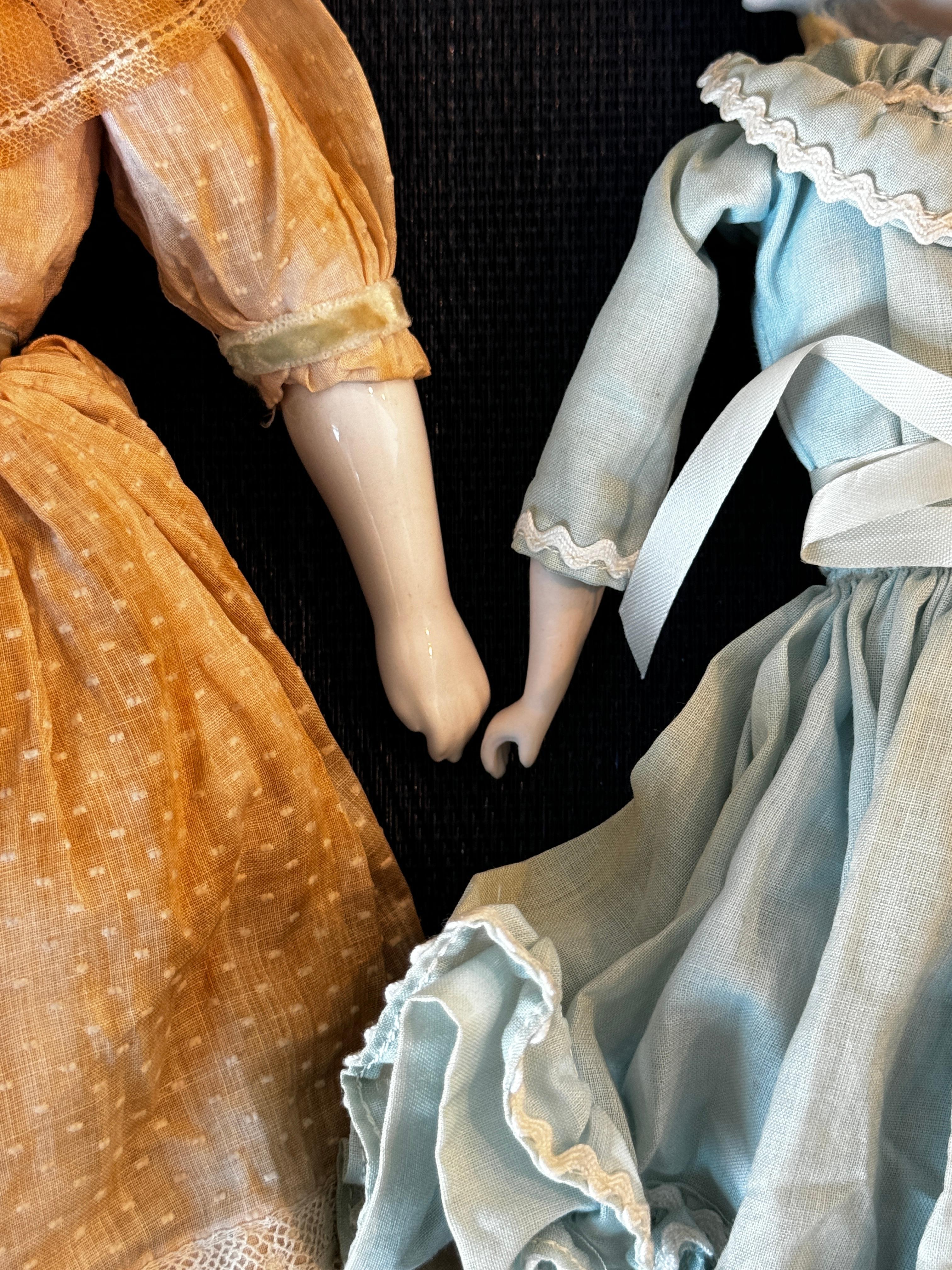 Two 19th Century Bisque + Porcelain Dolls For Sale 1