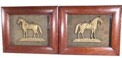 Due targhe equestri inglesi in bronzo dorato del XIX secolo