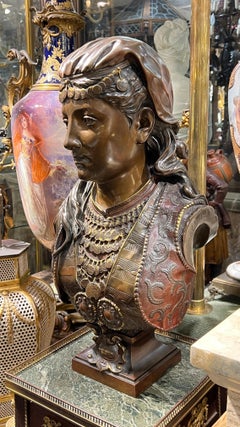 Two 19th Century Cold Painted Bronze Female Busts in the Orientalist Style