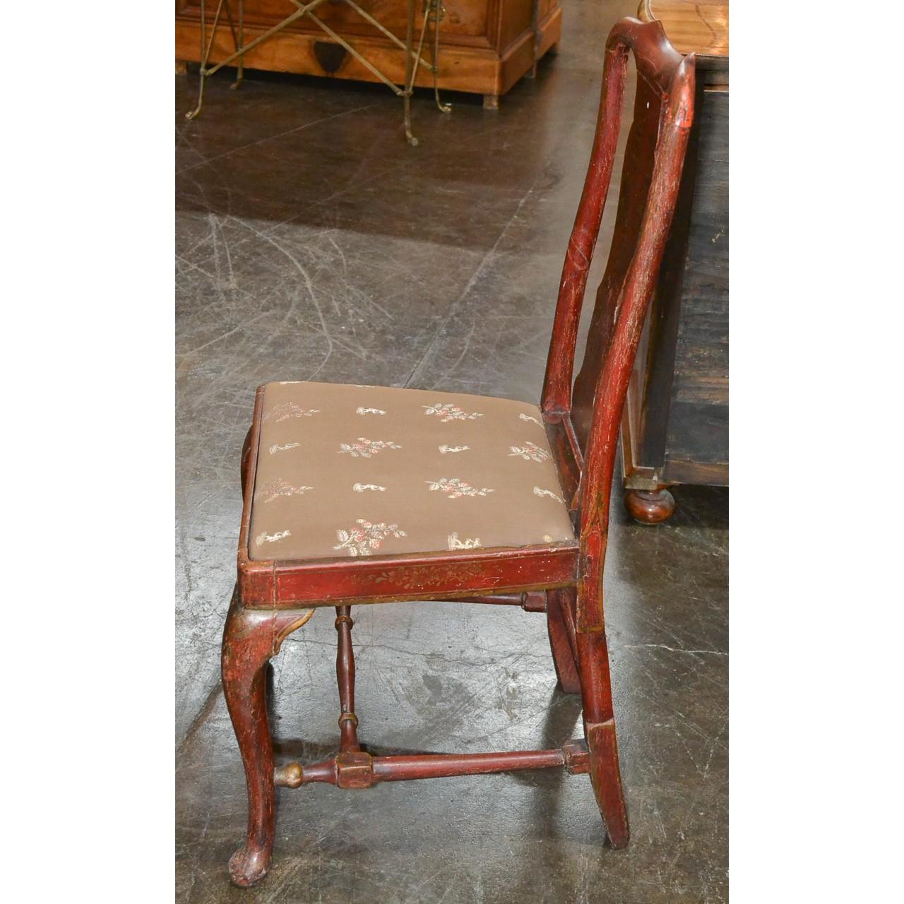 Two 19th Century English Red Chinoiserie Side Chairs 4
