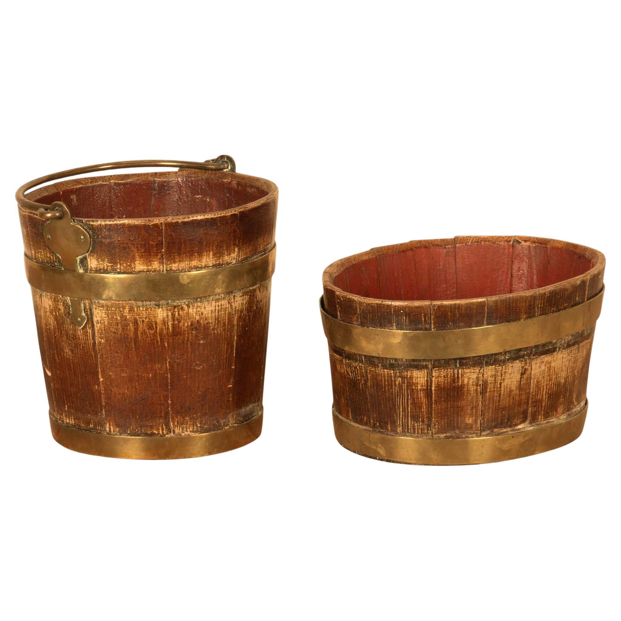 Two 19th Century Folk Art Decorated Buckets For Sale