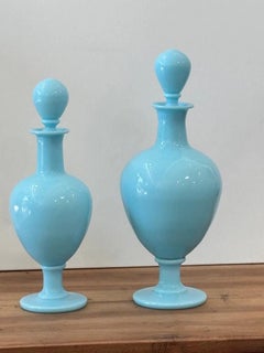 Two 19th Century French blue opaline apothecary bottles