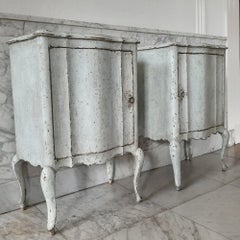 Two 19th Century French Cabinets or Nightstands Finished in Aged Grey Patina