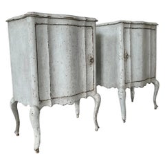 Two 19th Century French Cabinets or Nightstands Finished in Aged Grey Patina