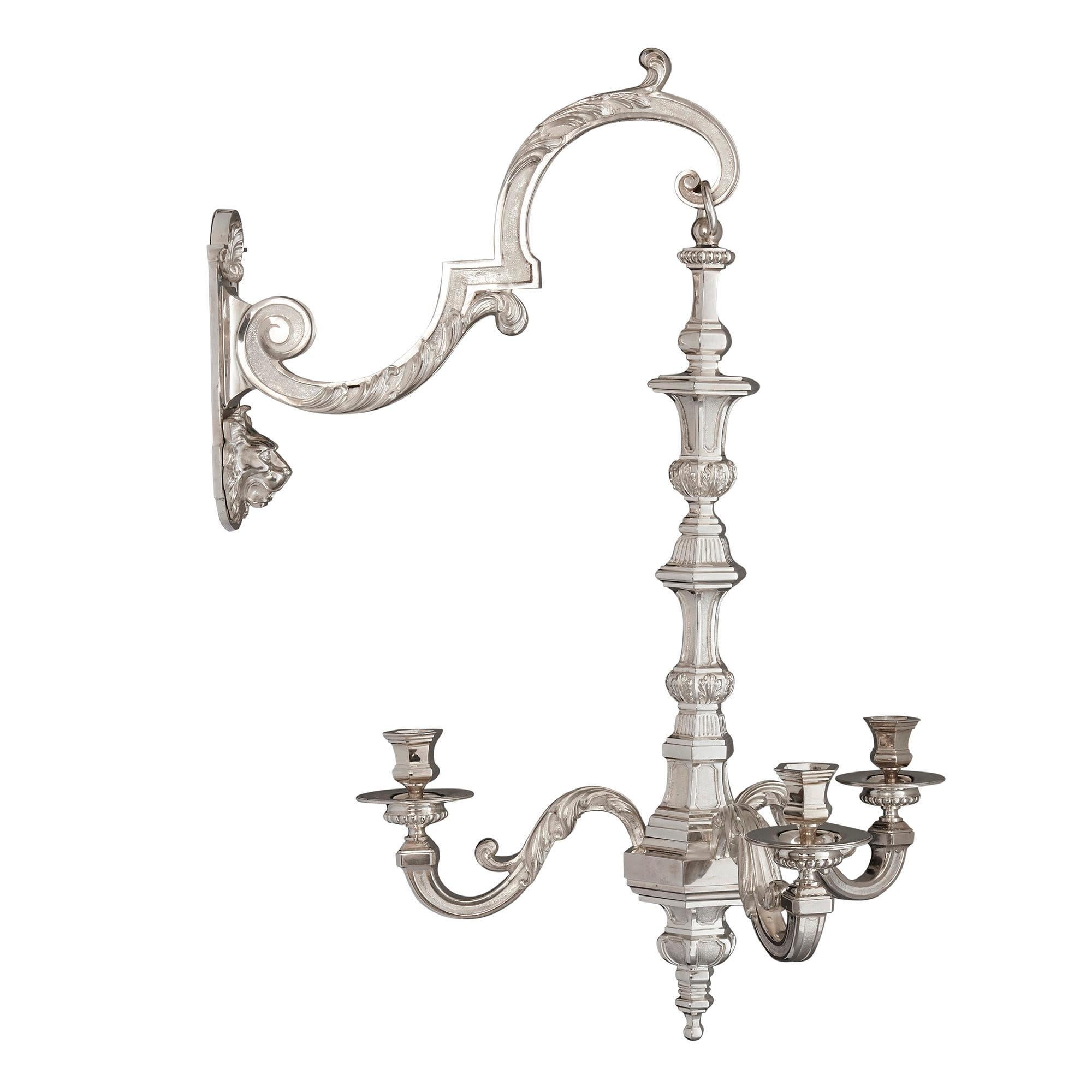 Two 19th Century French Neoclassical Style Three-Branch Wall Lights In Good Condition In London, GB