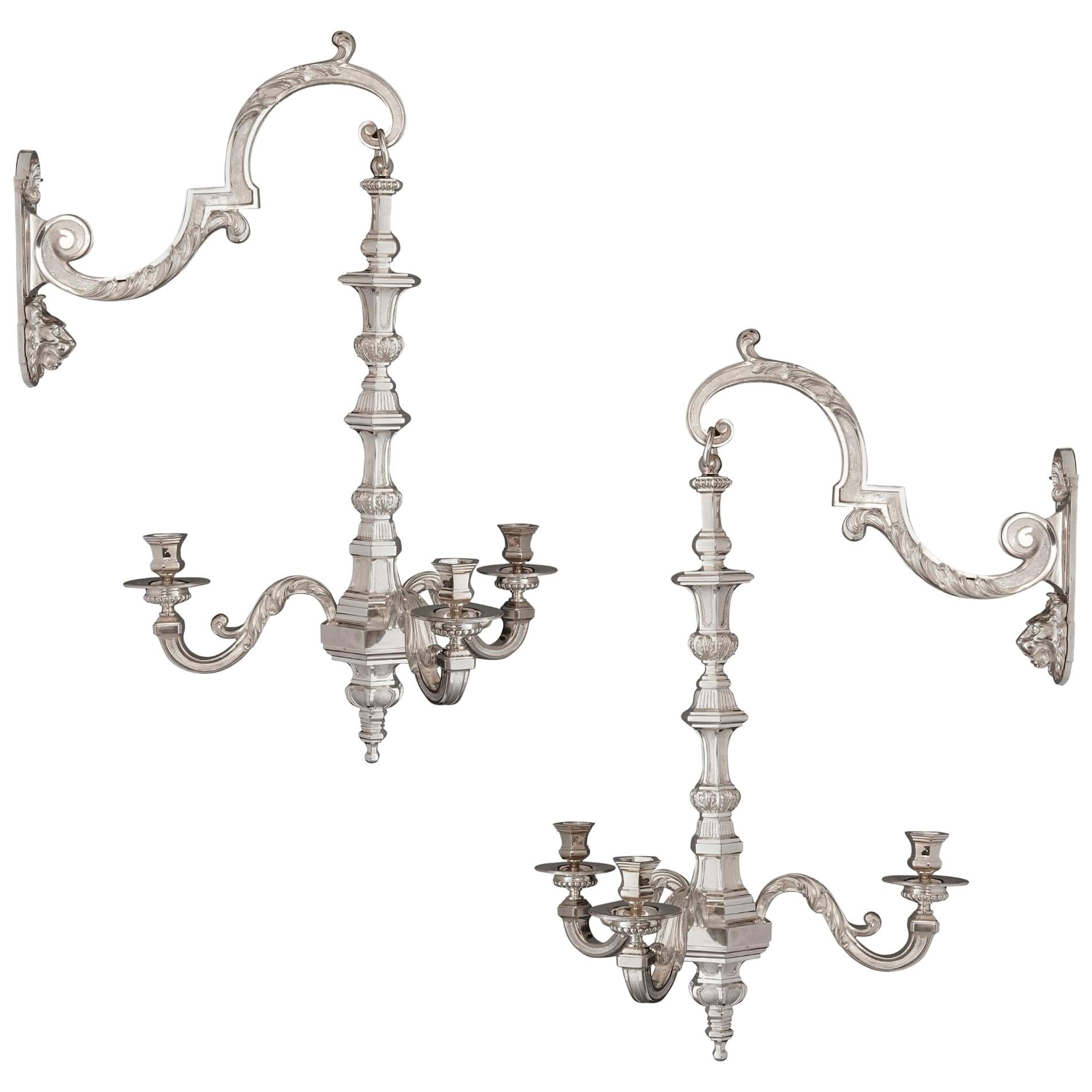 Two 19th Century French Neoclassical Style Three-Branch Wall Lights