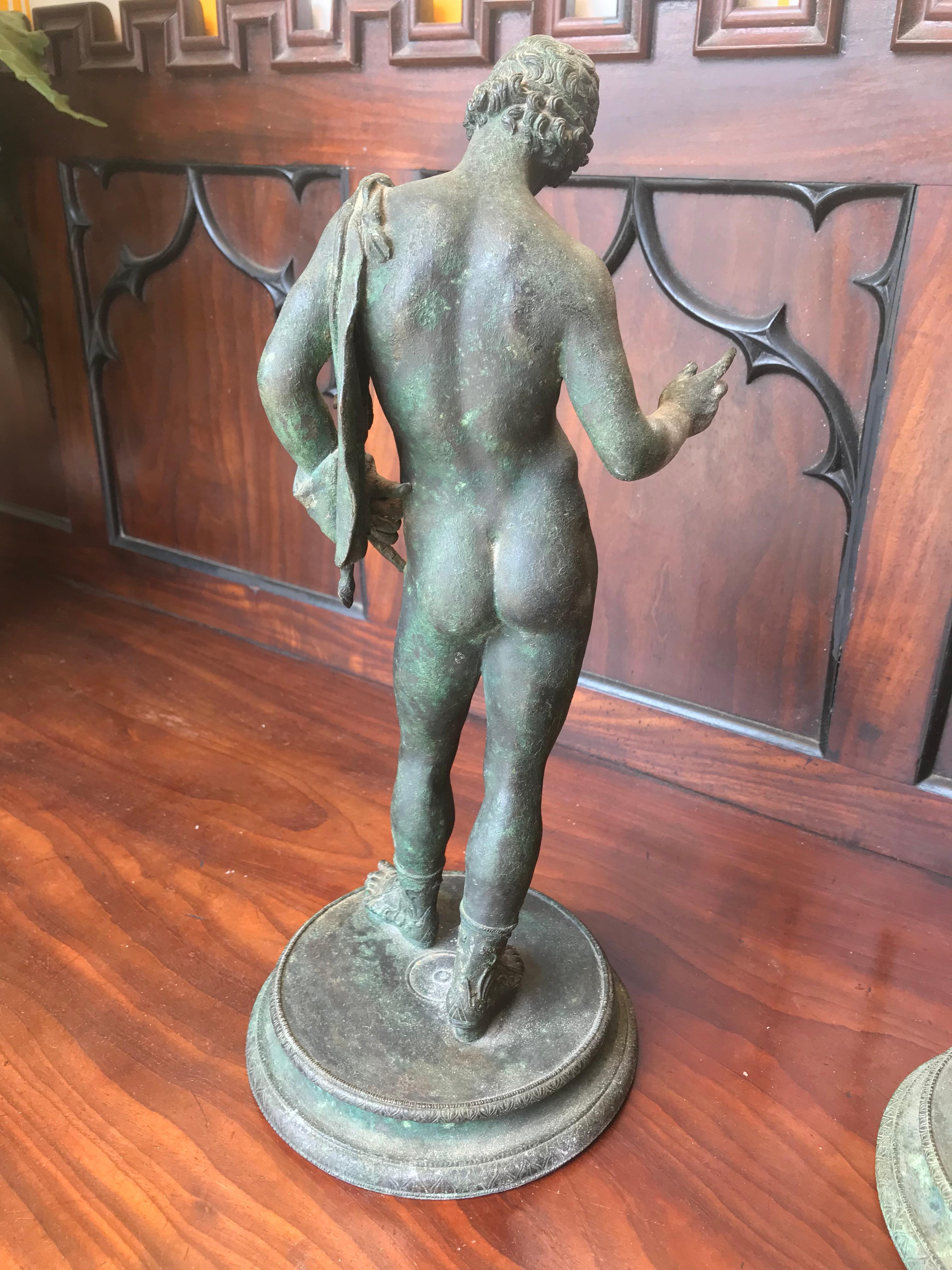 Two 19th Century Grand Tour Nude Male Statues of Roman Gods In Excellent Condition In Essex, MA