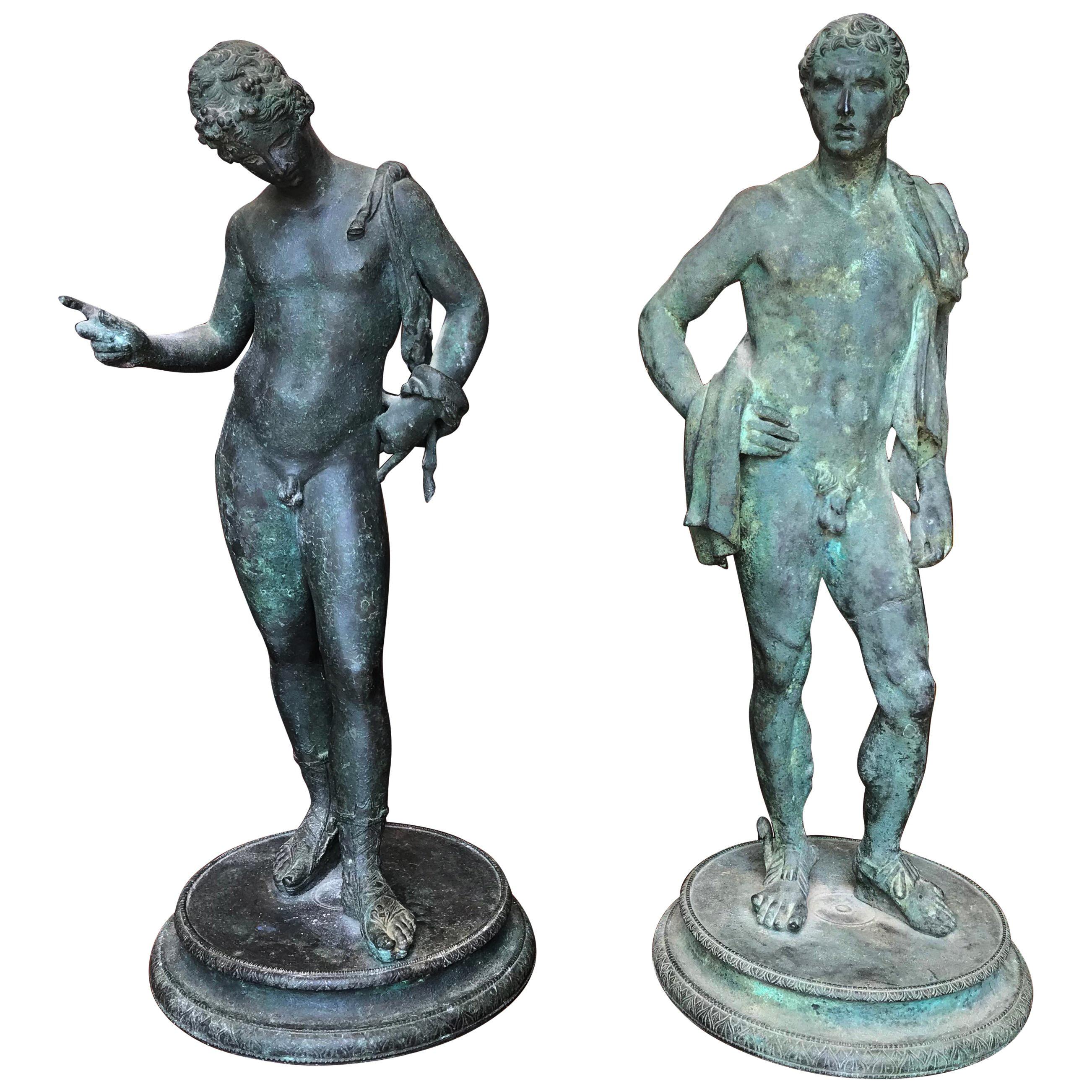 Two 19th Century Grand Tour Nude Male Statues of Roman Gods