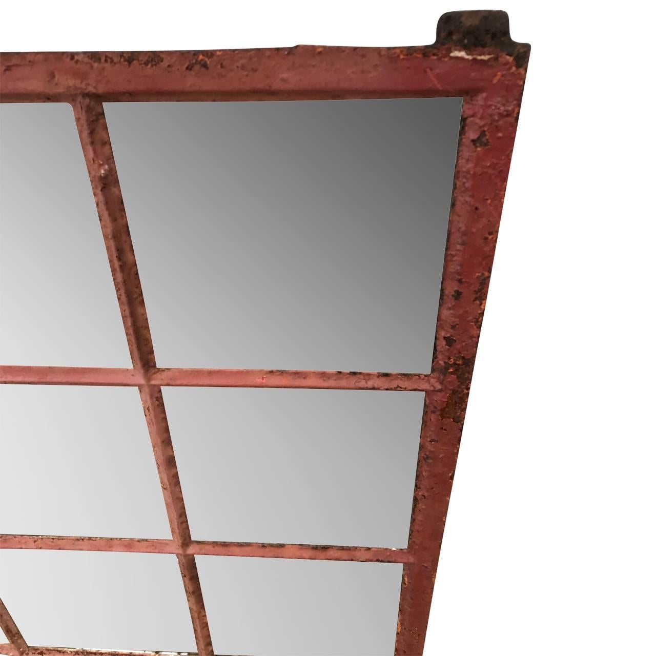 Scandinavian 19th Century Industrial Red Cast Iron Farm Mirrors