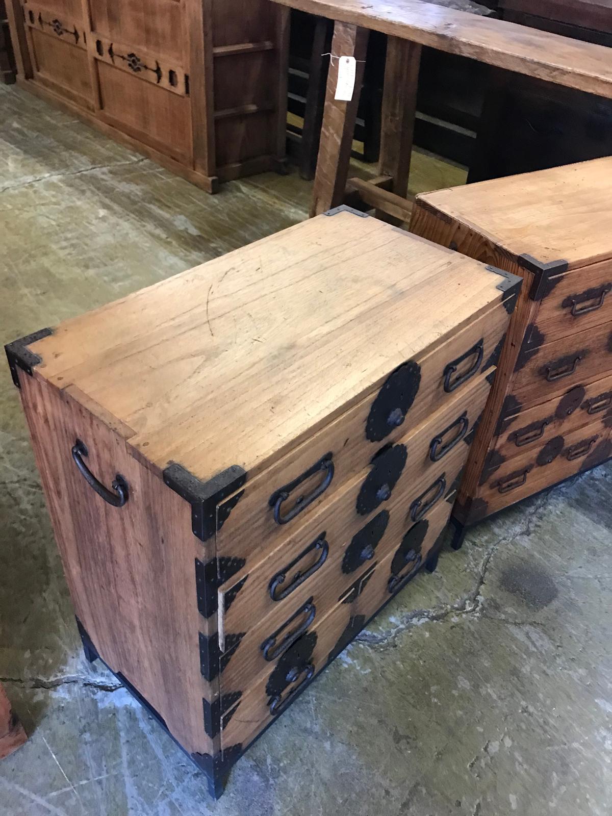 Two 19th Century Japanese  Kodansu, Small Chest of Drawers on Custom Stands In Good Condition In Los Angeles, CA