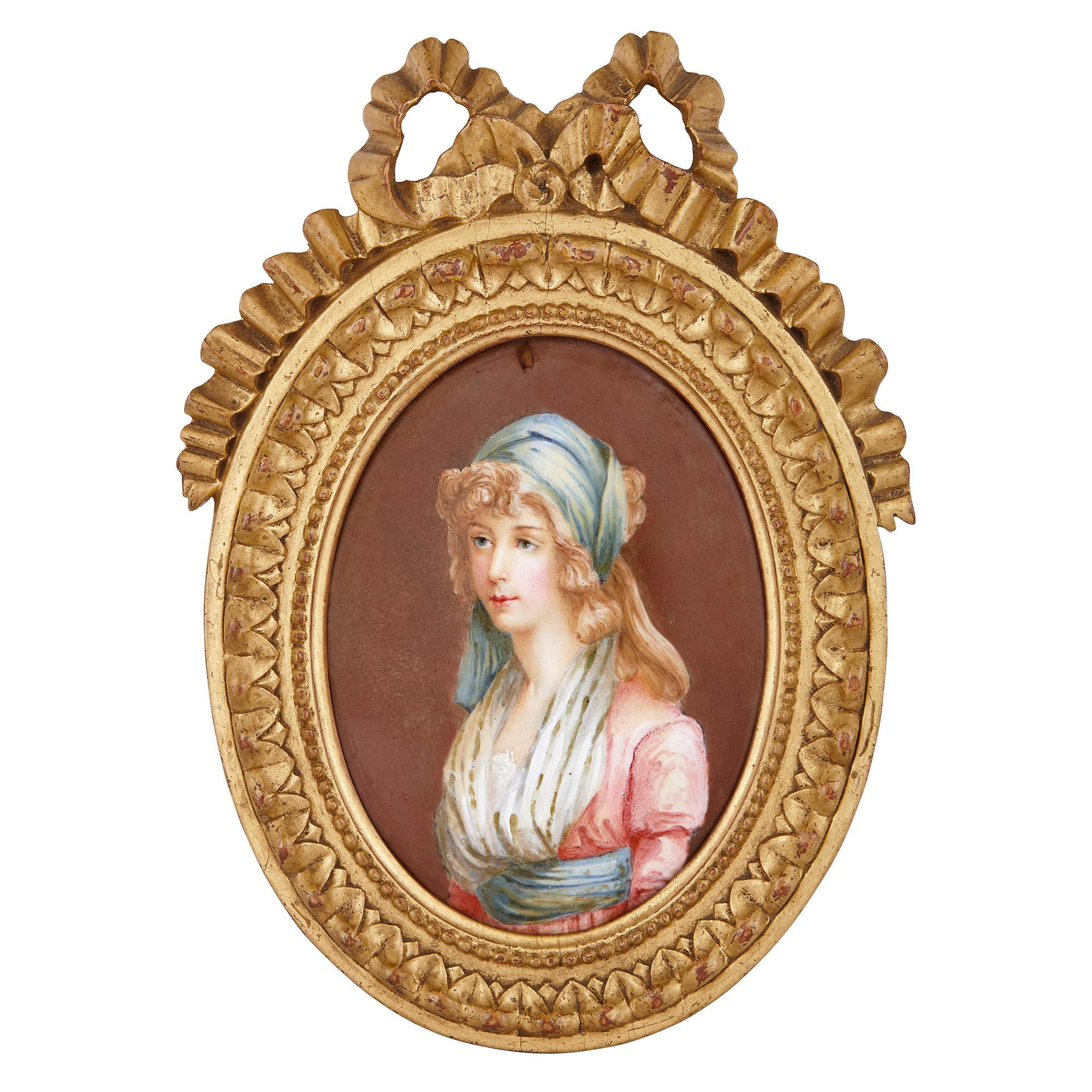 Limoges-Emaille-Porträtplaketten des 19. Jahrhunderts  (Rokoko) im Angebot