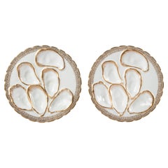 Deux assiettes à huîtres en porcelaine du 19ème siècle par Haviland Limoges