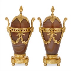 Two 19th Century Russian Agate and Gilt Bronze Vases
