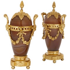 Two 19th Century Russian Agate and Gilt Bronze Vases