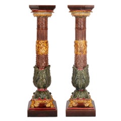 Two 19th Century Sarreguemines Pottery Majolica Stands