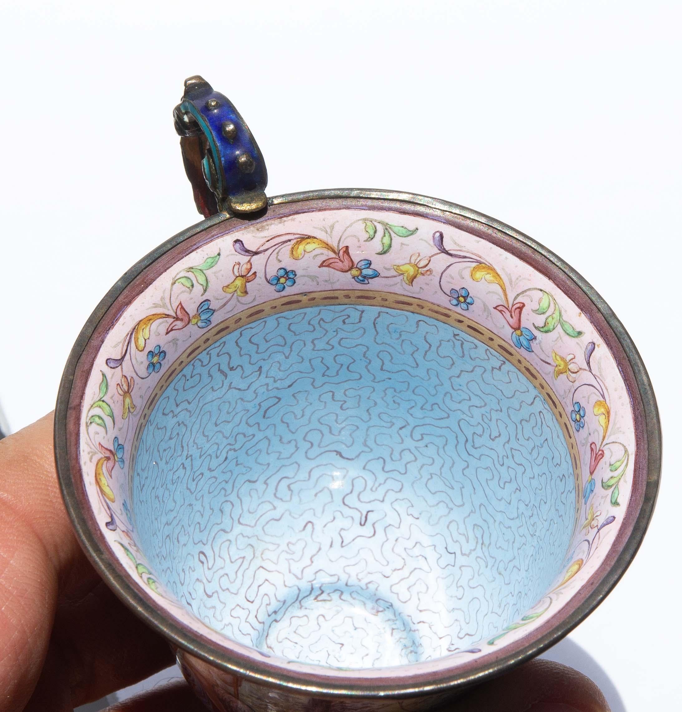 Two 19th Century Small Viennese Enamel Silver Pieces For Sale 2