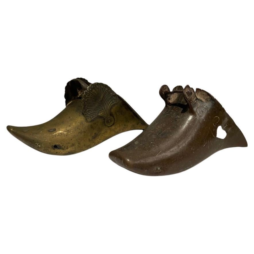 Two 19th Century Spanish Colonial Brass Slipper Stirrups For Sale