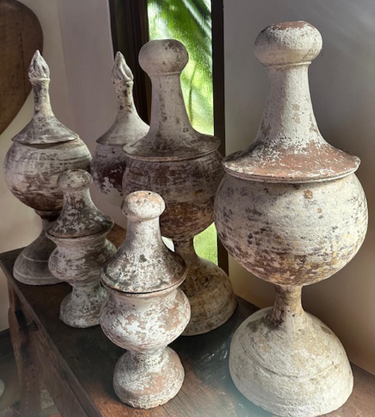 Spanish Colonial Two 19th Century Terracotta and Gesso Finials  For Sale