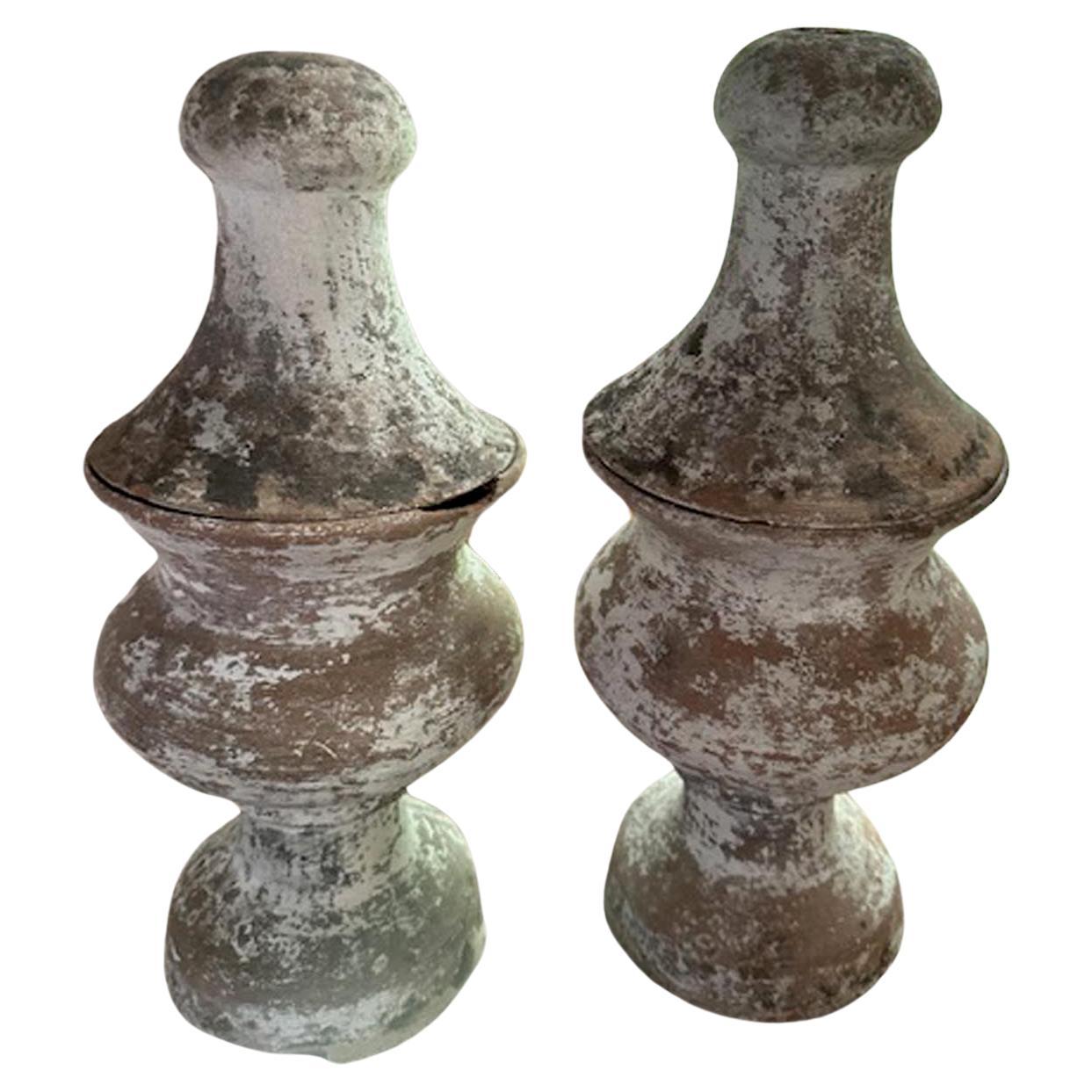 Two 19th Century Terracotta and Gesso Finials For Sale