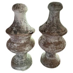 Antique Two 19th Century Terracotta and Gesso Finials