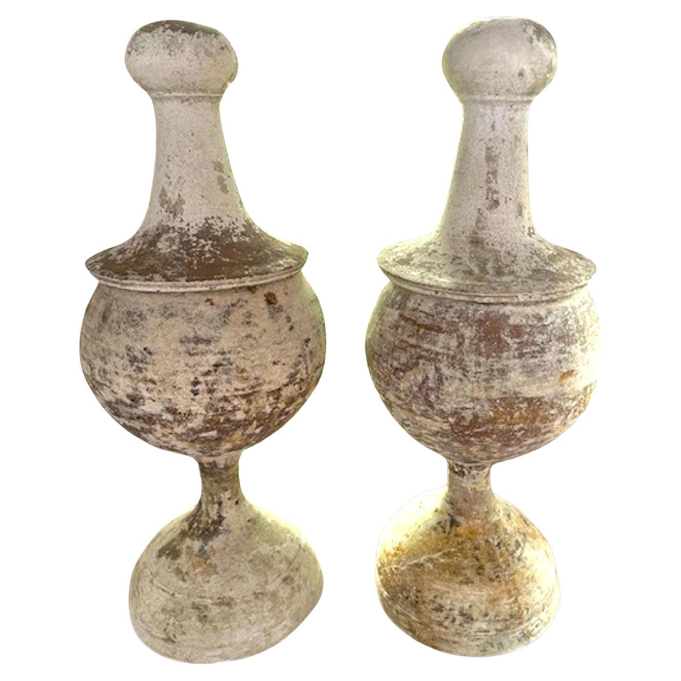 Two 19th Century Terracotta and Gesso Finials  For Sale