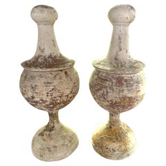 Antique Two 19th Century Terracotta and Gesso Finials 