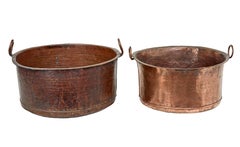 Two 19th century Victorian large copper cooking vessels