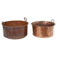Antique Two 19th century Victorian large copper cooking vessels