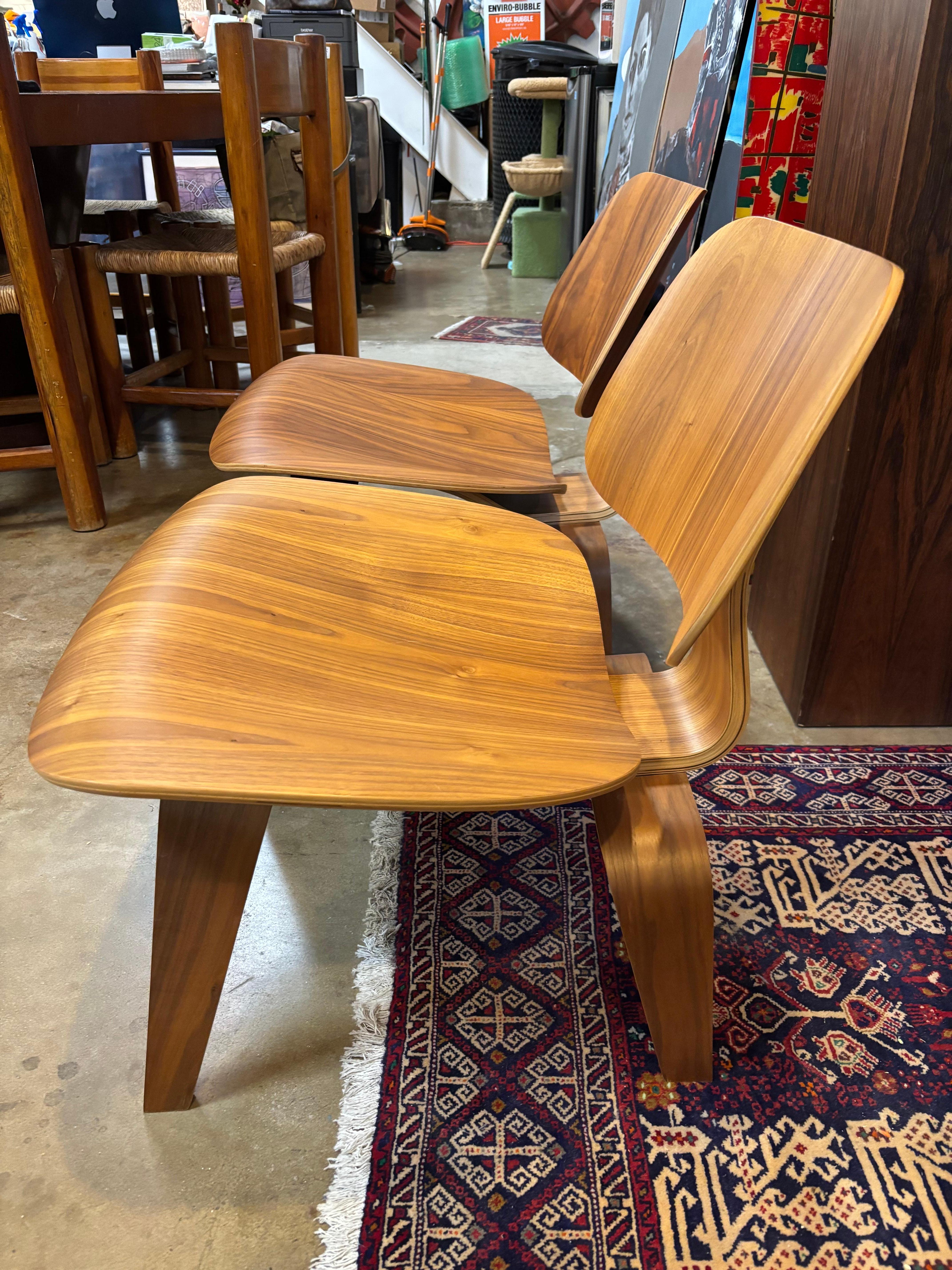Mid-Century Modern Two (2) Eames Molded Plywood LCW Chairs, 2013