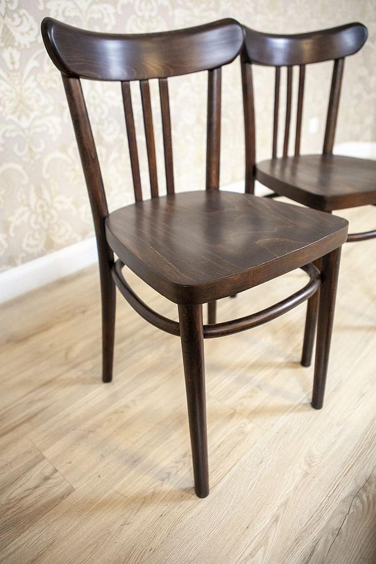 Two 20th-Century Brown Beech Chairs in the Thonet Style For Sale 5