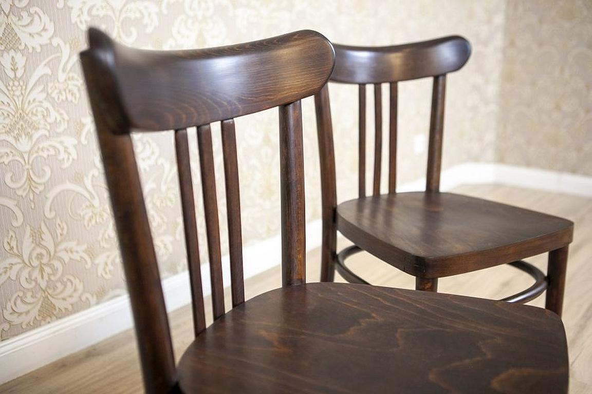 Two 20th-Century Brown Beech Chairs in the Thonet Style For Sale 6