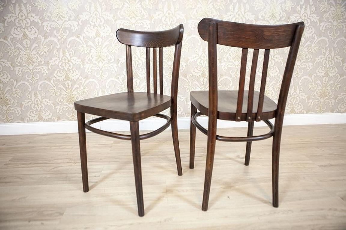 Two 20th-Century Brown Beech Chairs in the Thonet Style

We present you these two beech chairs made in the bent-wood furniture manufactory in Jasienica.
The upper rail of the furniture is bent. The backrest is strengthen with three slats,
whereas