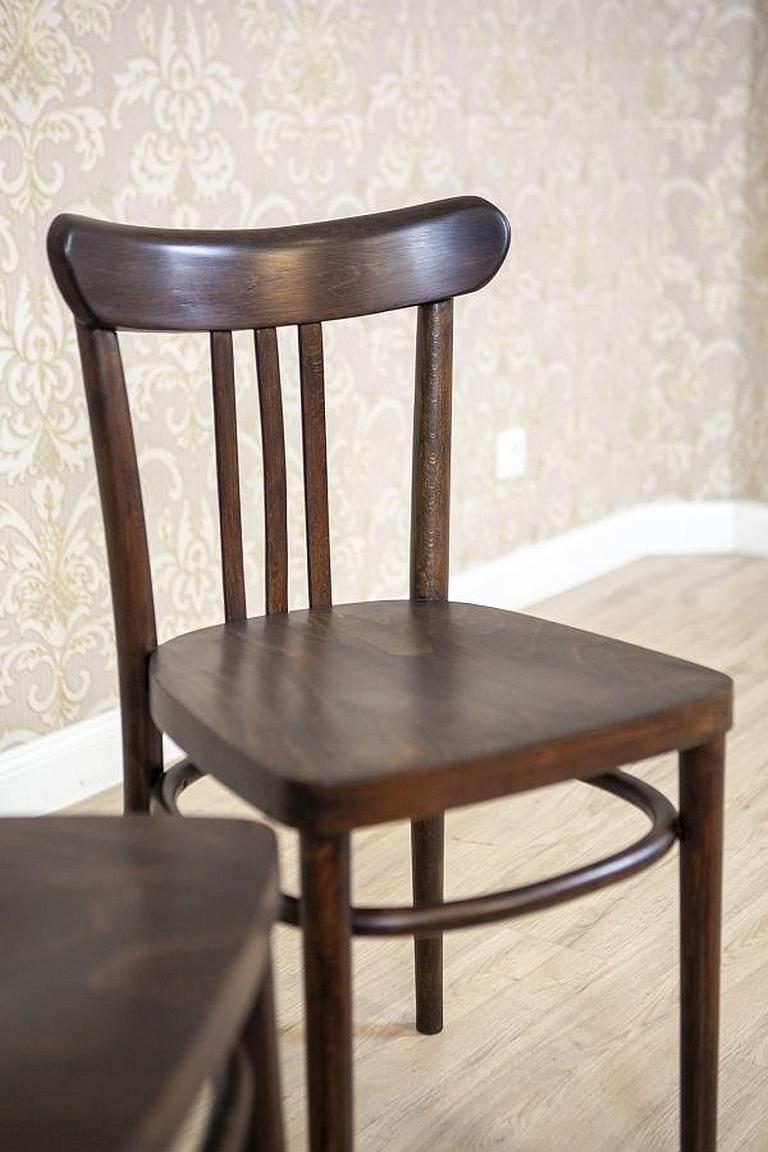 Two 20th-Century Brown Beech Chairs in the Thonet Style For Sale 4